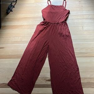 Wide leg, Flowy jumpsuit in burnt orange